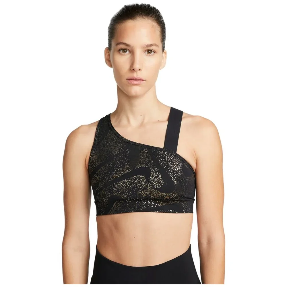 Small - NIKE Sports Bra - Non-Padded Medium-Support Stardust Black NEW - Picture 4 of 7